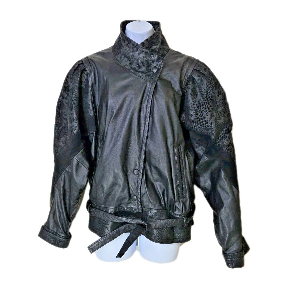 Vtg 80s 90s G-III Leather Fashions Jacket Batwing Dolman Suede Snake Womens L‎
